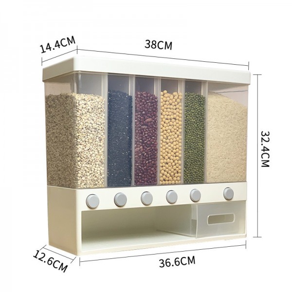 Grain And Miscellaneous Grain Storage Box, Divided Into Compartments, Rice Bucket, Wall Mounted Grain And Bean Sealed Jar, Grain Storage Jar, Kitchen Sealed Jar